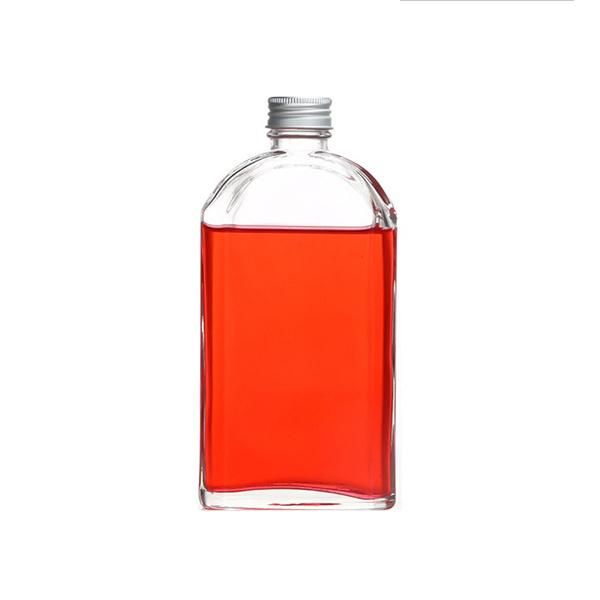 350ml Flat Empty Juice Water Beverage Coffee Whiskey Glass Bottle with Metal Cap