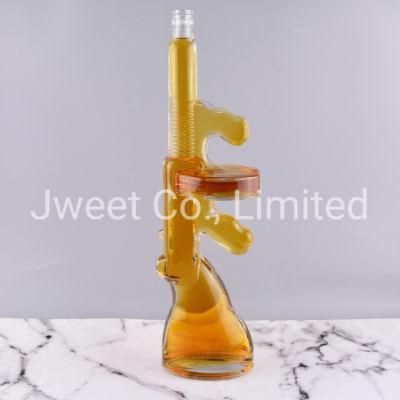 Factory Unique 750ml Gun Shape Glass Liquor Vodka Bottle