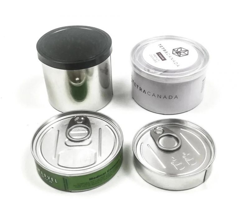 Wholesale Empty Food Grade Silver Pressitin Tin Cans with Custom Stickers