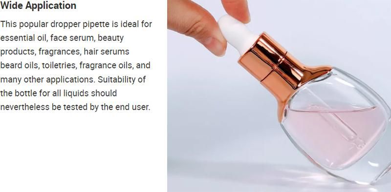Face Skin Care Packaging Serum Essential Oil Cosmetic Glass Dropper Bottle 30ml 30 Ml with Gold Dropper Lids