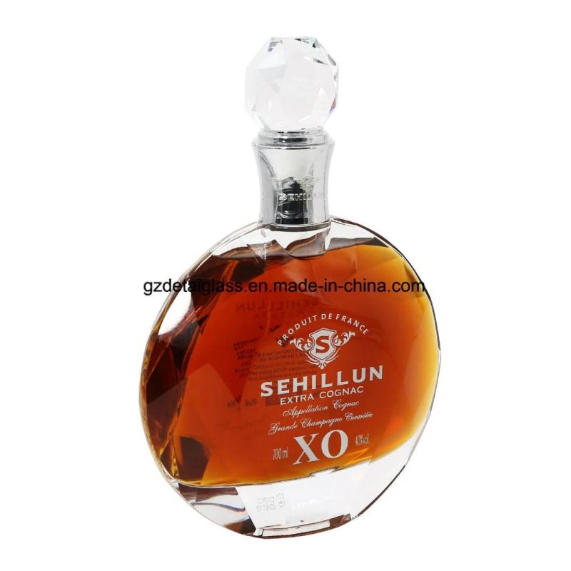 2020 New Design Hot Sale Glass Liquor Wine Brandy Bottle 700ml