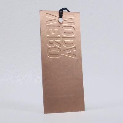 Luxury Design 1mm Embossed Rose Gold Paper Hang Tag for Famous Brand