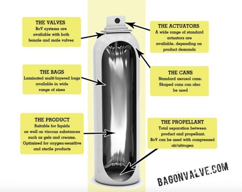 Full Set Aluminum Aerosol Spray with Bag on Valve Actuators