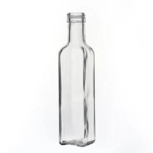Glass Bottle Supplier Customize Empty Transparent Screw Top Square 500ml Olive Oil Glass Bottle with Cap