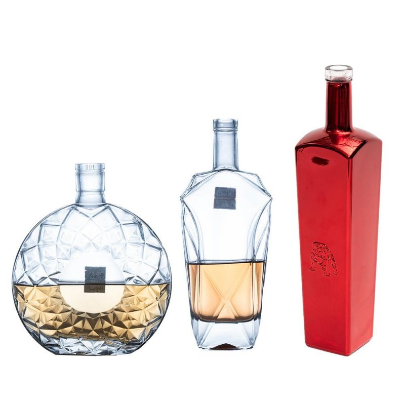 375ml 500ml 750ml Empty Round Screwing Sealing Type Glass Vodka Bottle