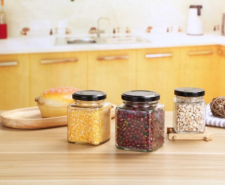 Square 180ml 280ml Empty Jam Food Storage Honey Storage Jar Glass Container