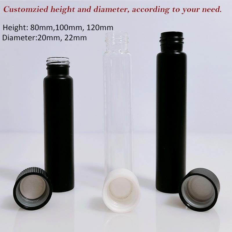 Child Resistant Packaging Glass Vials Transparent Matte Black Doob Pre Roll Glass Cigar Tube