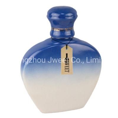 Flat Liquor Ceramic Bottle 500ml Square Whisky Bottle