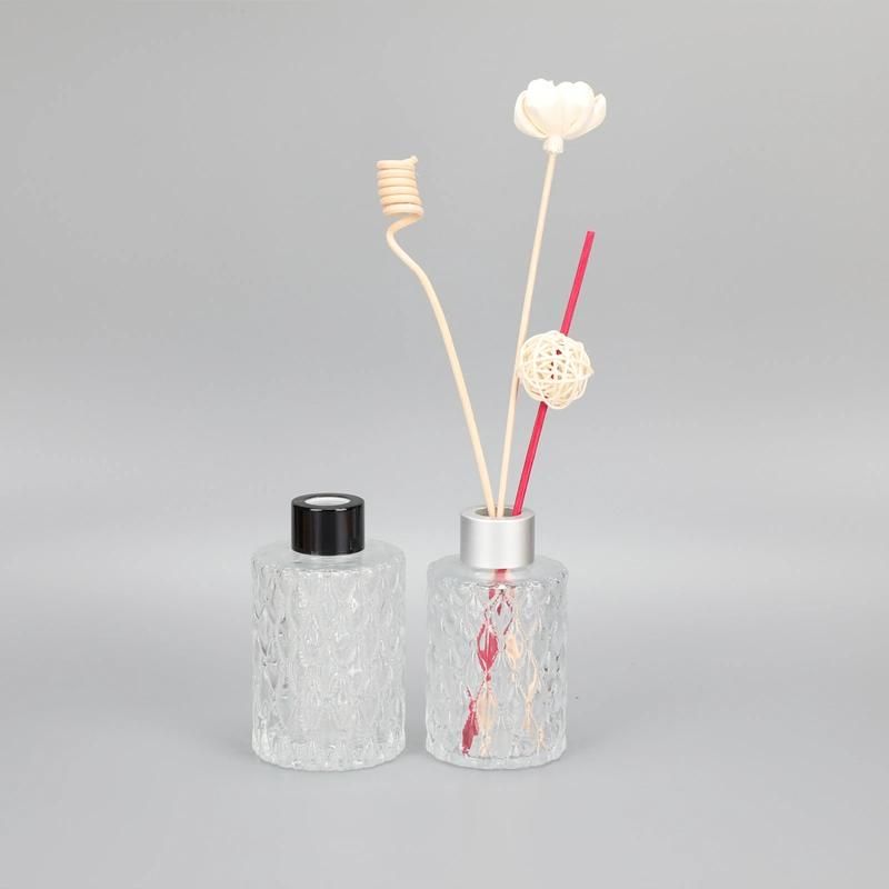 Fragrance Bottle with Pattern Round Transparent Glass Diffuser Bottle