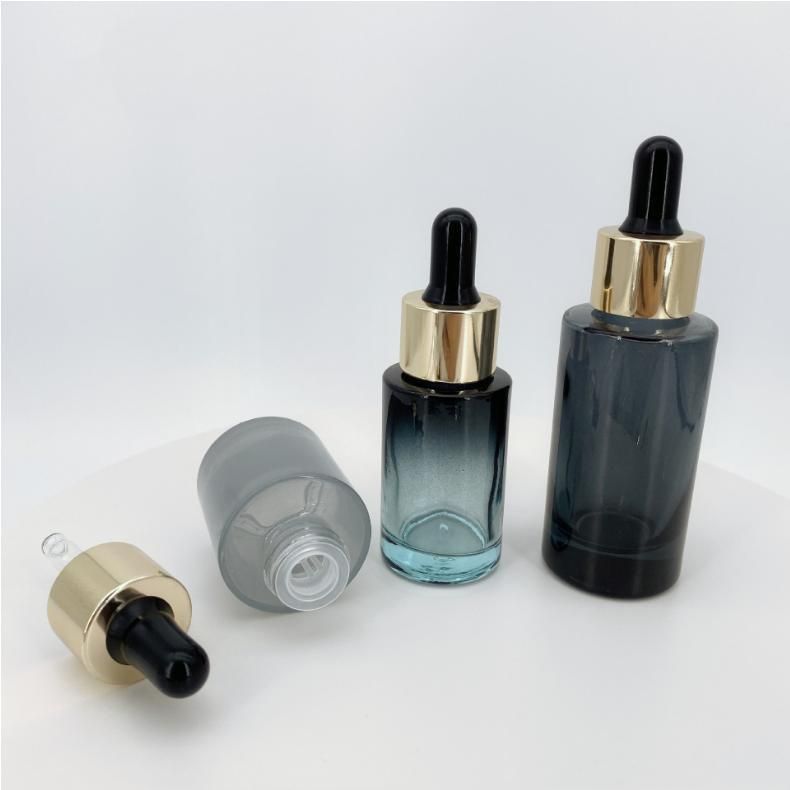 15ml-100ml Transparent Round Glass Essential Oil Bottle with Flat Shoulder Lotion Bottle