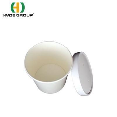 Multi-Size PE Coated Custom Printed Disposable White Kraft Hot Soup Cup with Lid