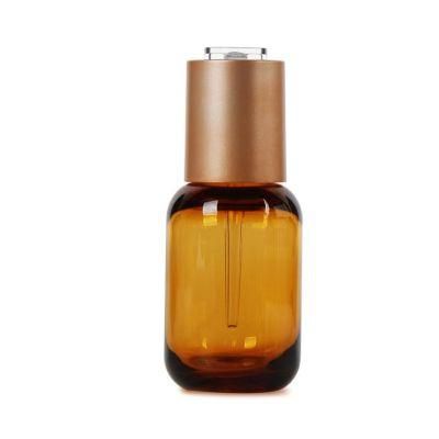 15ml 30ml 50ml Metal Collar Aluminum Part Plastic Dropper Push Dropping Serum Pump Dropper with PETG Bottle