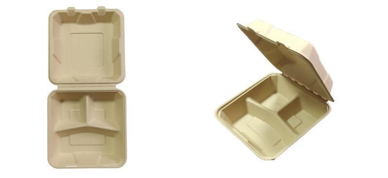Disposable Eco Microwavable 6*6 8*8 9*9 Inch Restaurant Carryout Lunch Meal Takeout Storage Food Container Boxes 450ml 1200ml Bagasse Sugarcane Pulp Tableware