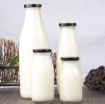 100ml 200ml 250ml 500ml 1000ml 1L Round Clear Glass Milk Tea Bottle with Lids