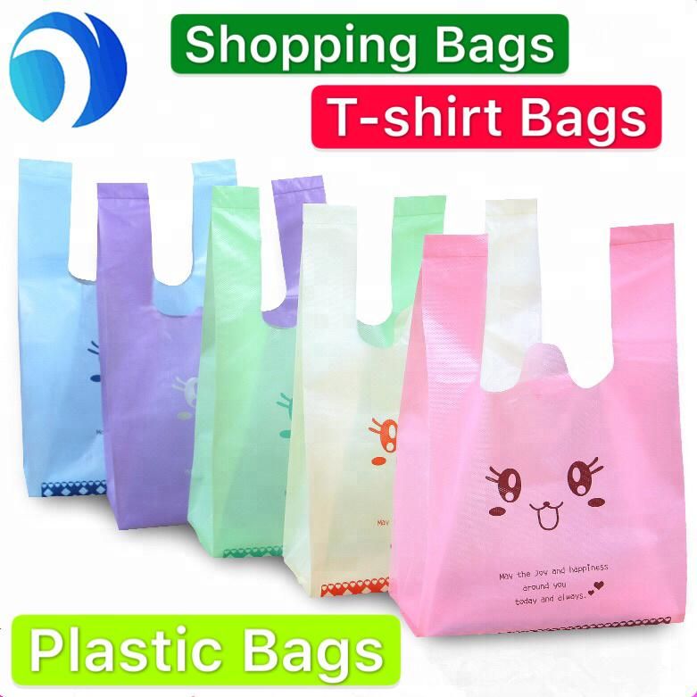 Customized Black Recyclable Plastic T-Shirt Vest Bag