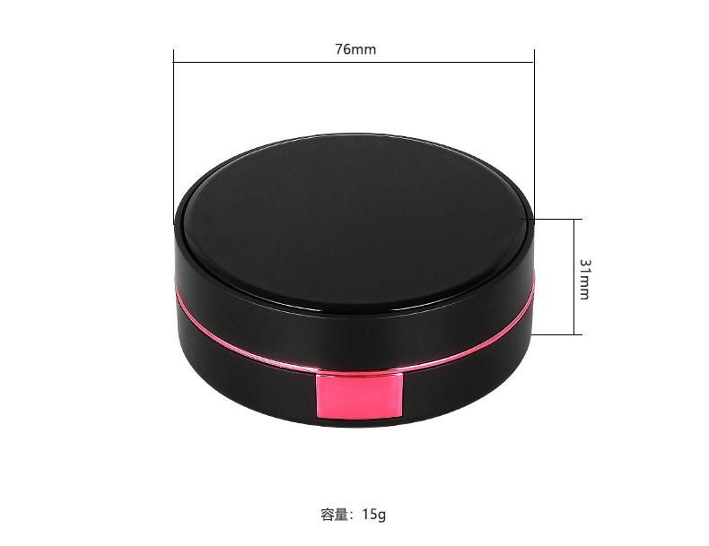 15g Luxury Black Round Air Cushion Bb Foundation Case with Mirror 15g Empty Bb Cream Cushion Liquid Foundation Container