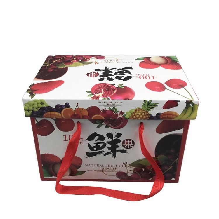 Folding Corrugated Paper Fruit Box Packaging Carton with Handle