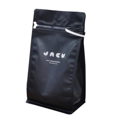 Resealable Recycle Flat Bottom Coffee Bean Packaging Bags with One-Way Gassing Valve