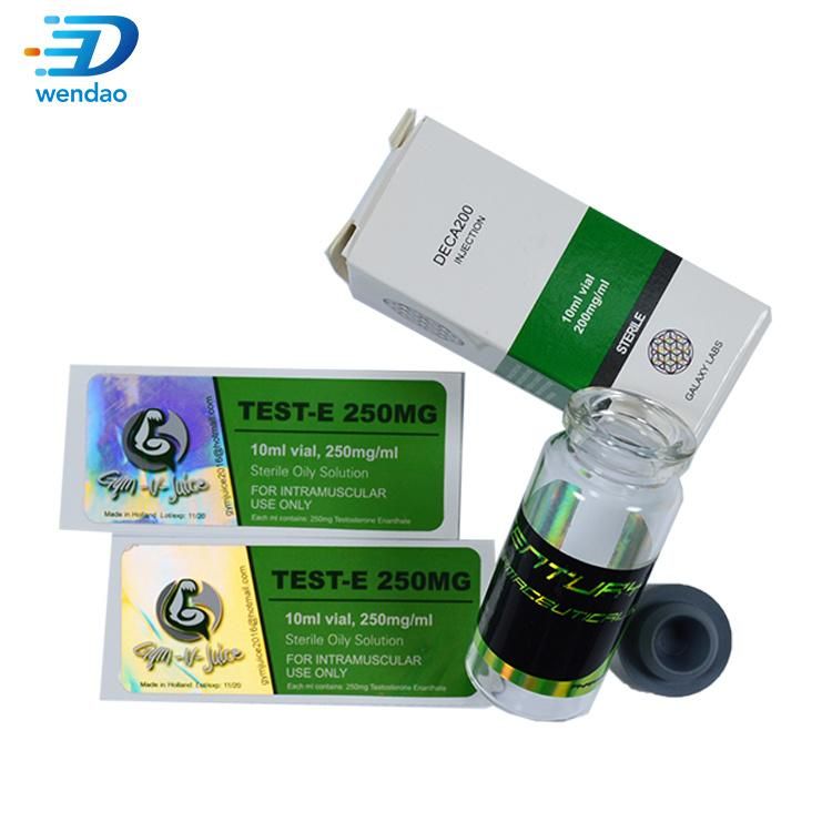Custom Printed Hologram Effect Custom Steroid Injection Pharmaceutical 10ml Vial Labels Vial Label Box