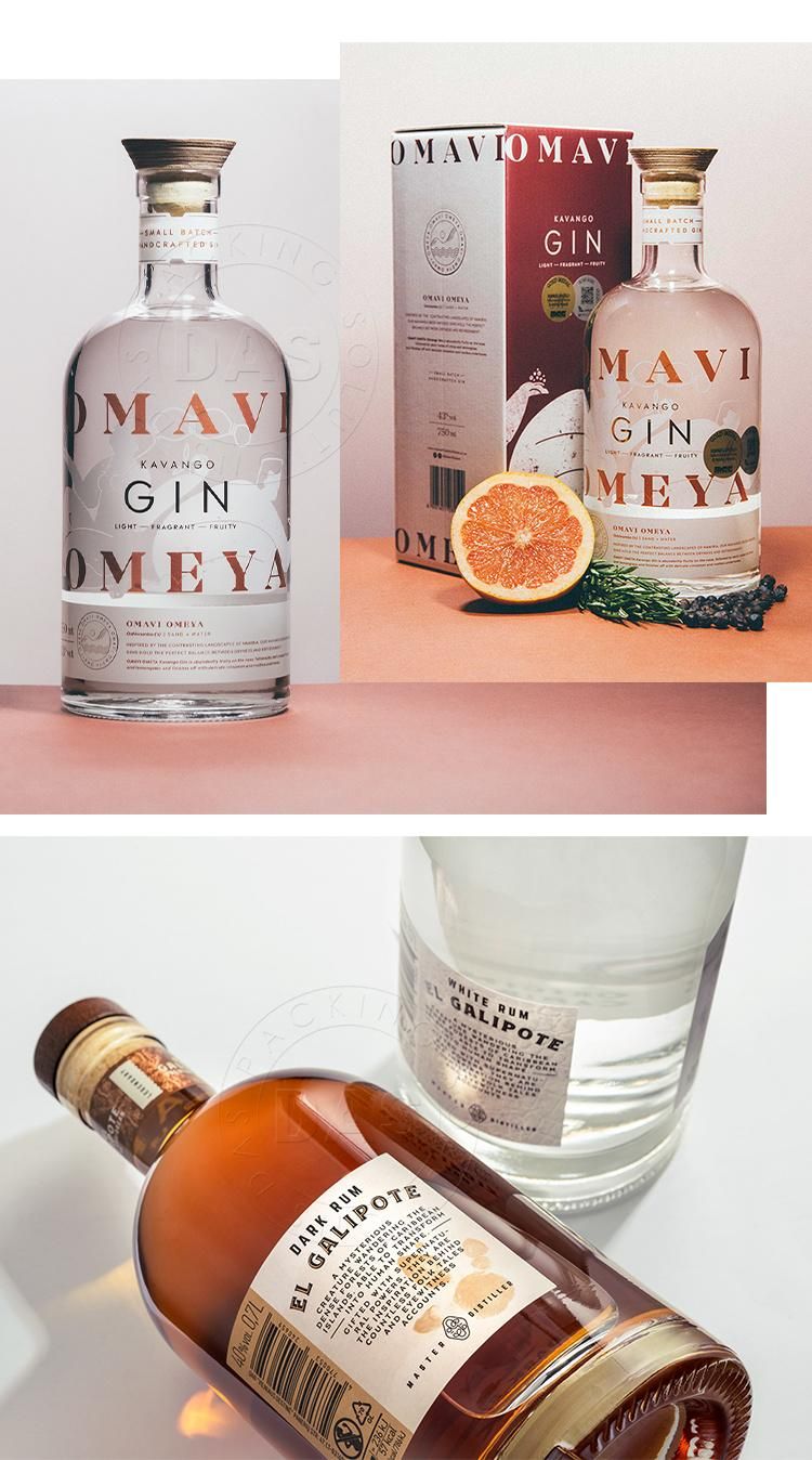 Manufacturers Custom 500ml 700ml 750ml 1000ml Empty Rum Gin Whisky Spirit Vodka Glass Liquor Bottle