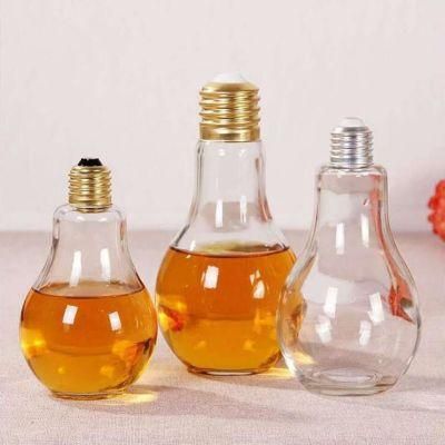 200ml 300ml 400ml 500ml Light Bulb Shape Glass Bottles for Beverage Juice