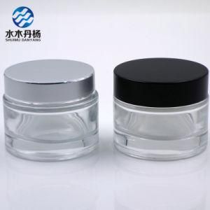 Transparent 50g Cosmetic Glass Jar with Aluminum Cap for Face Cream