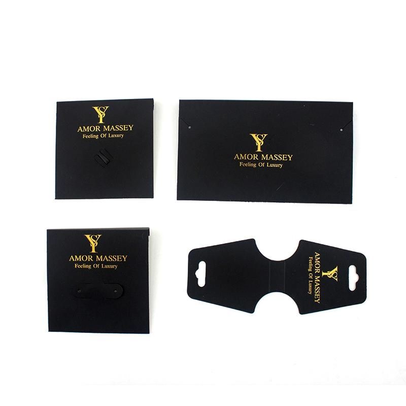 Custom Golden Stamp Foil Logo Print Black PVC Earring Card, Jewelry Display Card