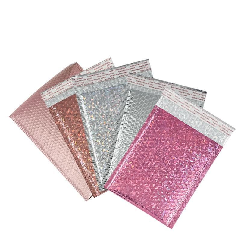 Laser Bubble Bag Holographic Packaging Envelope Poly Bag Pink, Silver