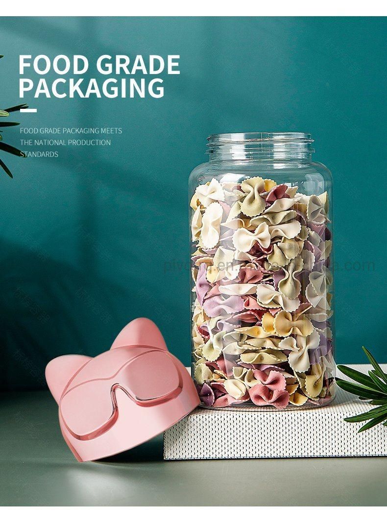425ml Children Food Plastic Bottle with Cat Cartoon Caps for Child Cookies Packaging