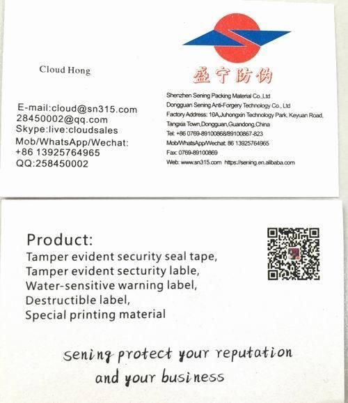 No/High/Low Residue Tamper Proof Voidopen Labels/Tamper Evident Security Sticker