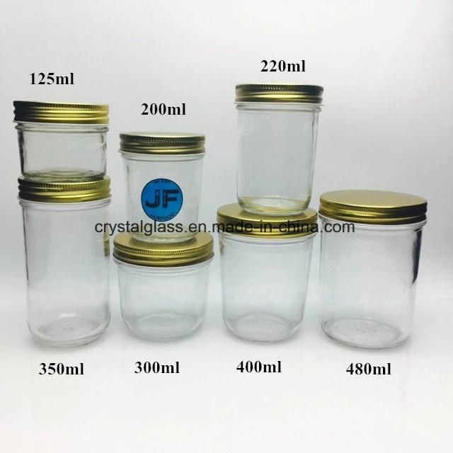 8 Ounce Round Wide Mouth Airtight Glass Mason Jar with Split Tops Lid for Canning Honey Food Storage