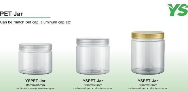 China Plastic PP Pet Aluminum Cap Customizable Transparent Packaging Bottle Jars for Water Juice Food Candies Perfume Oil