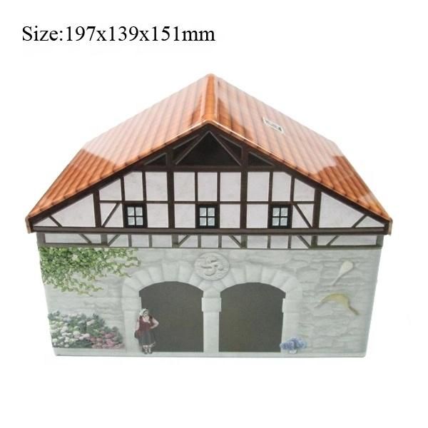 Interesting Tin Box House Shape Design Storage Box Packaging Box Container with Big Volume