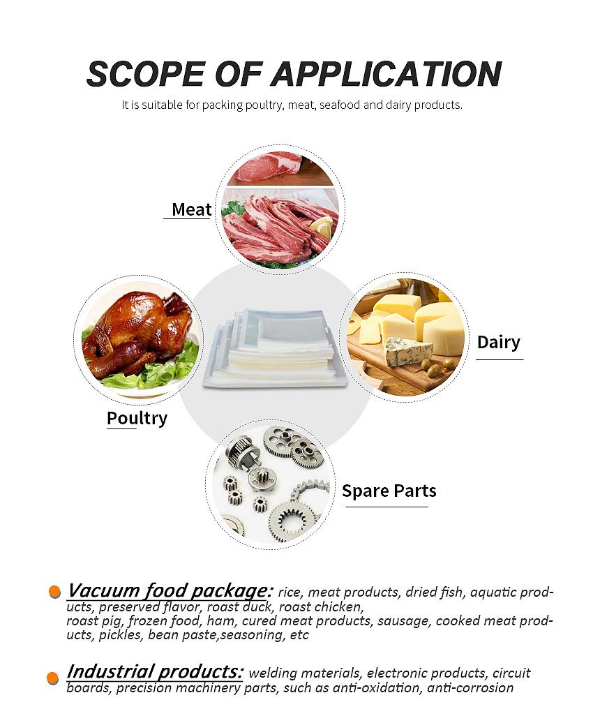 Frozen Foods Transparent Package Vacuum Sealer Bag