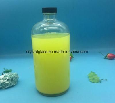 Boston Style 250ml 500ml 1000ml Glass Bottles with Black Lid