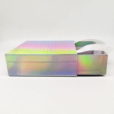 Fancy Color Paper Drawer Boxes with Ribbon Handle