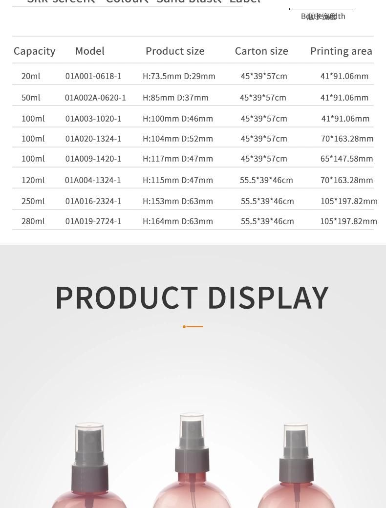 100ml Oval Plastic Pet Spray Bottle Hotsale (01A003)