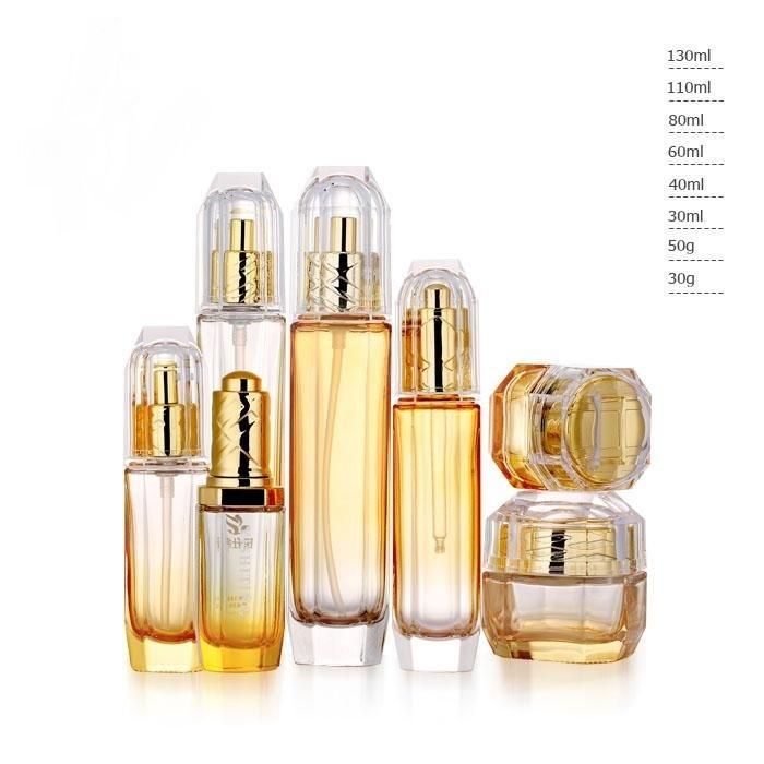 Ll14 Luxury Eco-Friendly Cosmetic Packaging Set Skincare Cream/Lotion Glass Bottle with Press Pump Have Stock