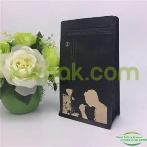 Matt Black Paper Coffee Bag with Pocket Zipper