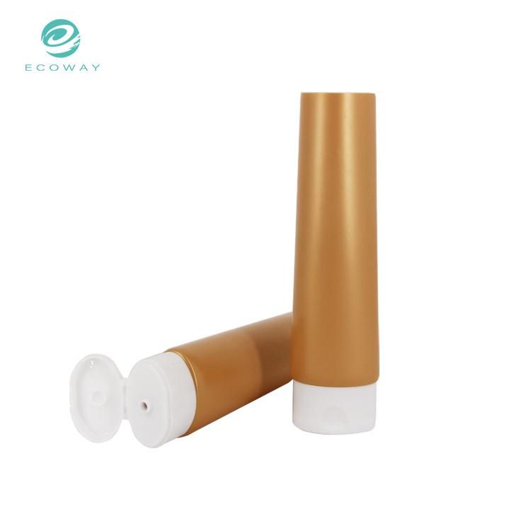 150ml High Capacity PE Clear Tube Golden Note Oval White Flip Cover Face Cleanser Tube