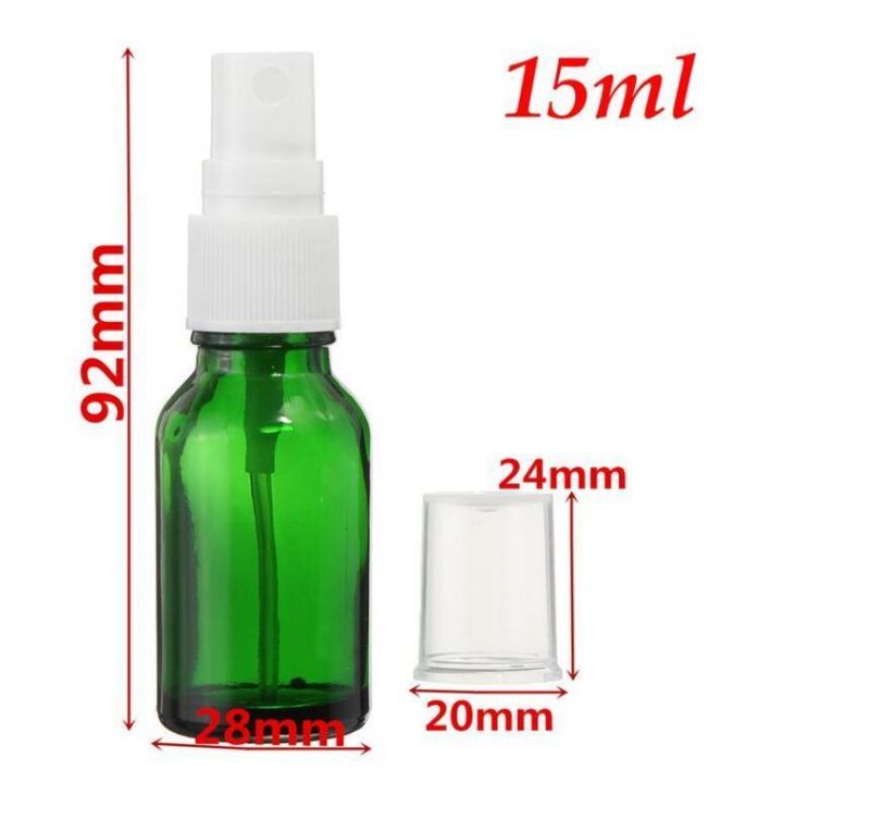 New 15ml 30ml 50ml Glass Spray Bottle Green Atomizer Refillable Bottles Vial with White Cap for Essential Oil Perfume Cosmetic