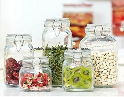Kitchen Use Clear Glass Storage Canned Jar Container Sealed Pot 500ml 750ml 1L 1.5L 2L
