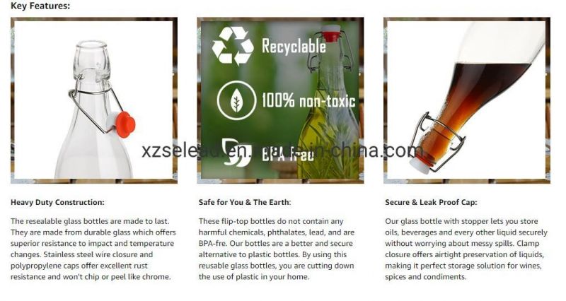 Eco-Friendly Soda Drinks Glass Bottle Juice Kombucha Bottle