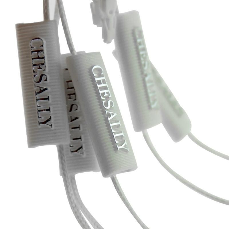 Horizontal Texture Embossed Silver Stamped Logo Seal String Tag