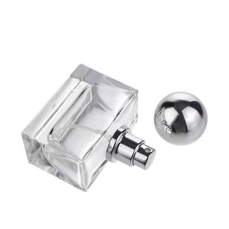 Square Shaped 30ml 50ml 100ml Perfume Glass Bottle Fragrance Mist Sprayer Glassware Scent Atomizer Glass Container Cosmetic Bottle Beauty Case