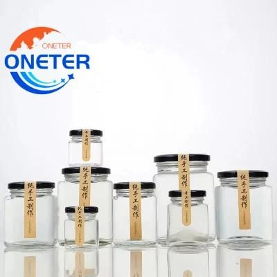 Wholesale Custom Logo Food Storage Jar 280ml 380ml 500ml 730ml Square Empty Glass Honey Jar Glass Bottle for Honey