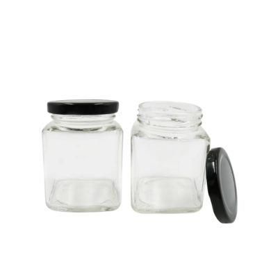 Square Honey Jam Jelly Glass Jar Salad Dressing Jar with Twist off Lid 150ml 200ml 280ml 380ml 500ml 730ml