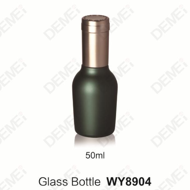 50/130ml 30/50g Cosmetic Skin Care Packaging Green Red Wine Shape Toner Lotion Glass Bottle and Cream Jar with Black Slim Cap
