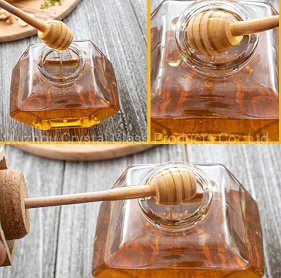 Honey Jar with Dipper and Lid, 8 Ounce Glass Honey Pot for Home Kitchen Borosilicate Glass Honey Storage