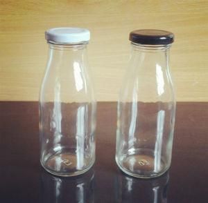 250ml Milk Clear Glass Bottle with Metal Lids